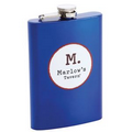 Maxam 8 Oz. Stainless Steel Flask w/ Blue Metallic Painted Finish